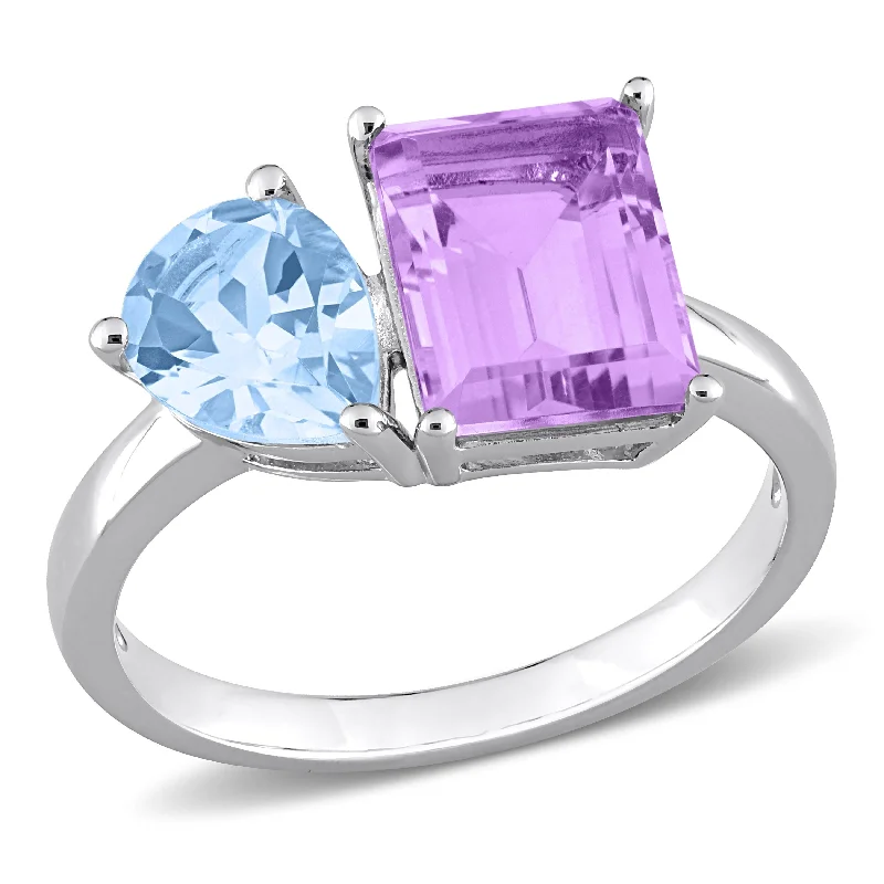 Tanzanite Gemstone Rings in 10K Gold with a Trilogy Design for a Sophisticated GiftMiadora 3 5/8ct TGW Sky Blue Topaz and Pink Amethyst 2-Stone Toi et Moi Ring in Sterling Silver