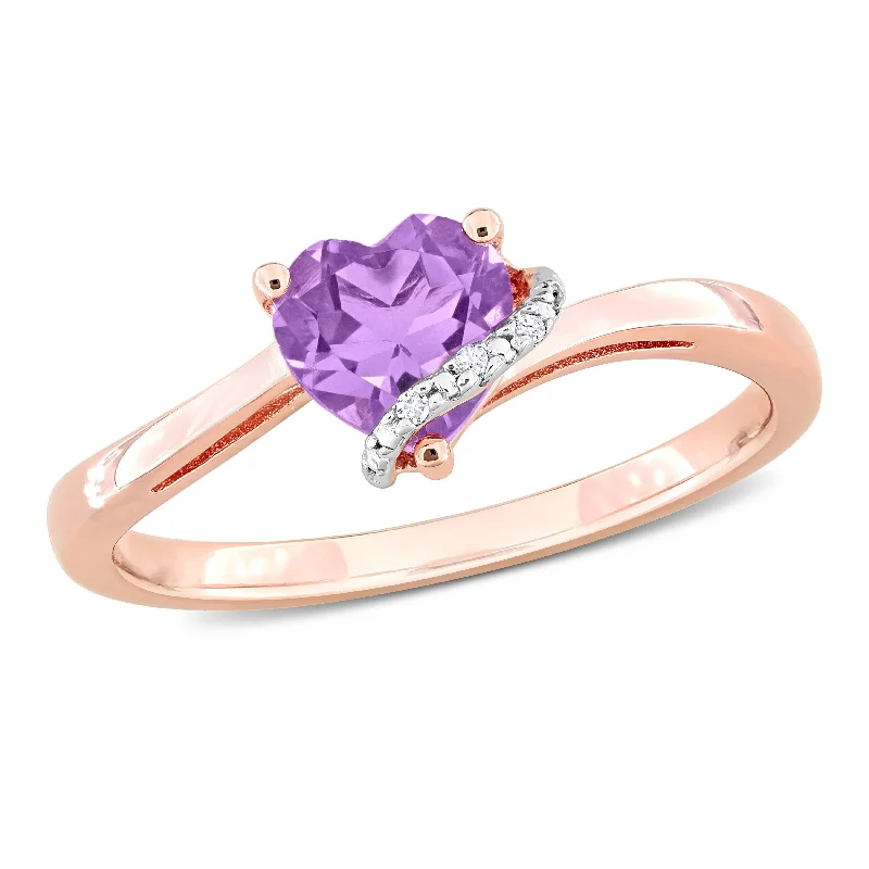 Citrine Gemstone Rings in Stainless Steel with a Stackable Design for a Trendy Everyday WearMiadora 3/5ct TGW Heart Shape Amethyst and Diamond Accent Wrap Ring in Rose Silver