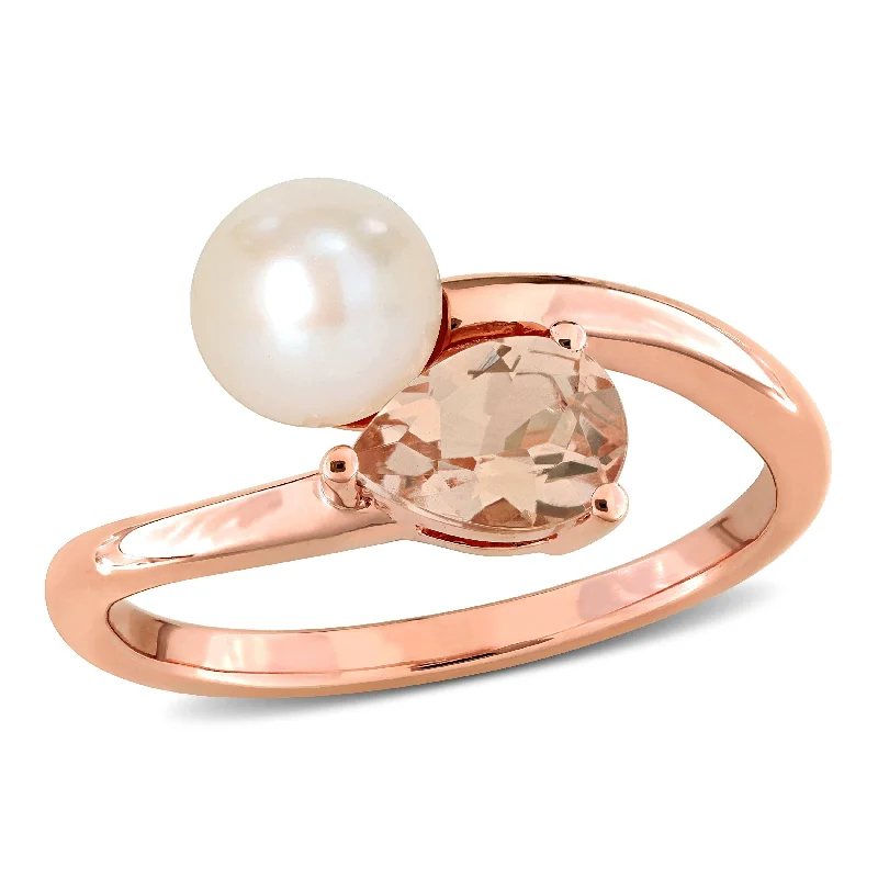 Citrine Gemstone Rings in Stainless Steel with a Stackable Design for a Trendy Everyday WearMiadora 6-6.5mm Cultured Freshwater Pearl and 3/4ct TGW Pear-Cut Morganite 2-Stone Ring in 10k Rose Gold