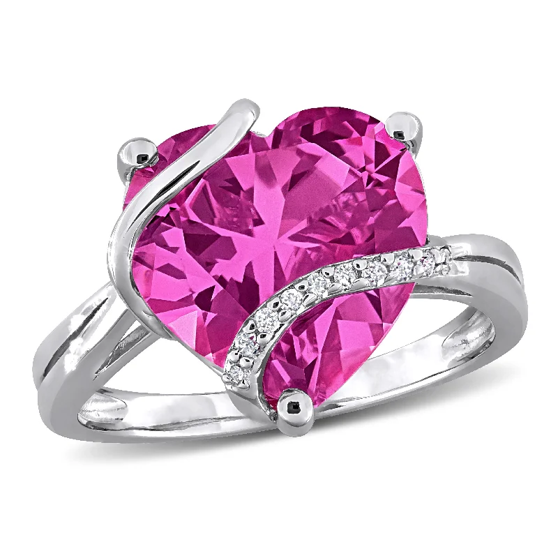 Ruby Gemstone Rings in 14K Yellow Gold with a Solitaire Setting for a Classic and Bold StatementMiadora 7 1/4ct TGW Created Pink Sapphire and Diamond Accent Heart Wrapped Ring in Sterling Silver