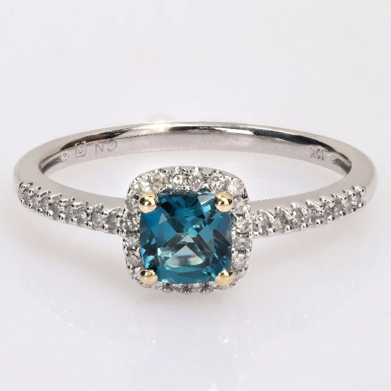 Citrine Gemstone Rings in Stainless Steel with a Stackable Design for a Trendy Everyday WearMiadora Cushion London-Blue Topaz and 1/6ct TDW Diamond Halo Engagement Ring in 2-Tone 10k Gold