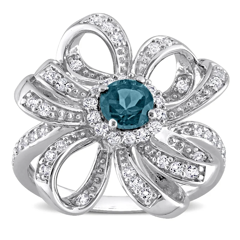 Topaz Gemstone Rings in 10K Gold with a Channel - Set Design for a Contemporary and Durable OptionMiadora London Blue Topaz and White Topaz Floral Cluster Ring in Sterling Silver