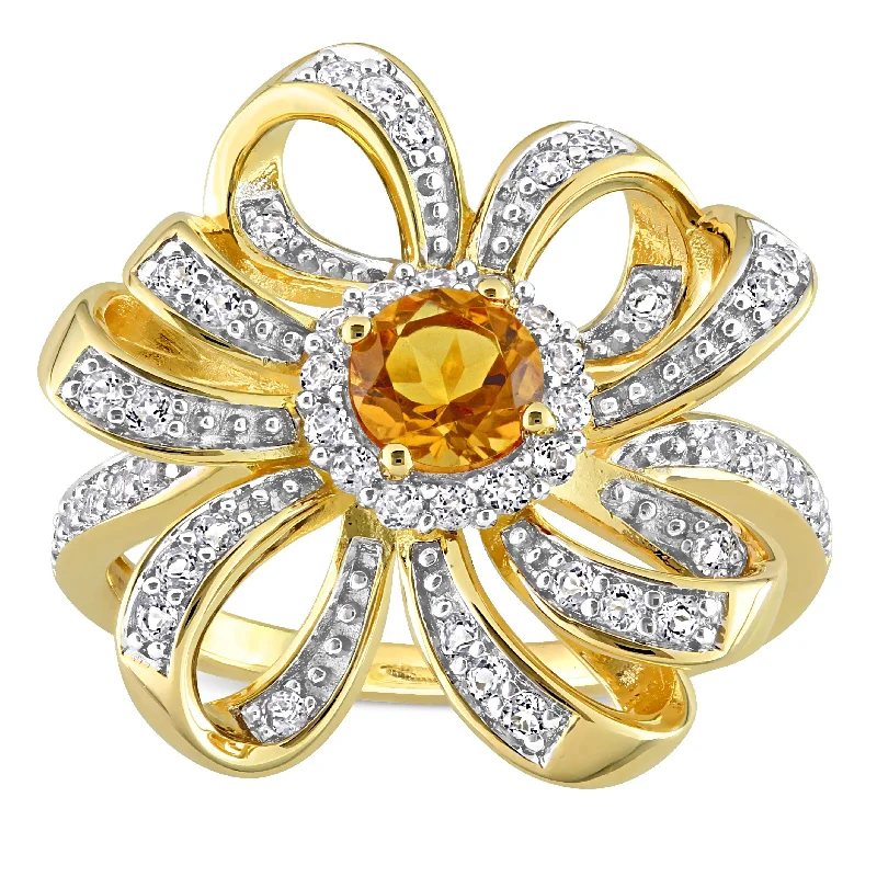 Tanzanite Gemstone Rings in 10K Gold with a Trilogy Design for a Sophisticated GiftMiadora Madeira Citrine and White Topaz Floral Cluster Ring in 18k Yellow Plated Sterling Silver