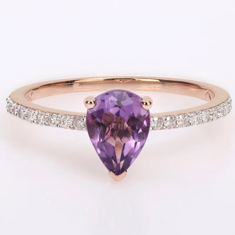 Moonstone Gemstone Rings in Silver - Plated Copper with a Celtic - Inspired Pattern for a Mystical VibeMiadora Pear-cut Amethyst and 1/6ct TDW Diamond Teardrop Ring in 14k Rose Gold