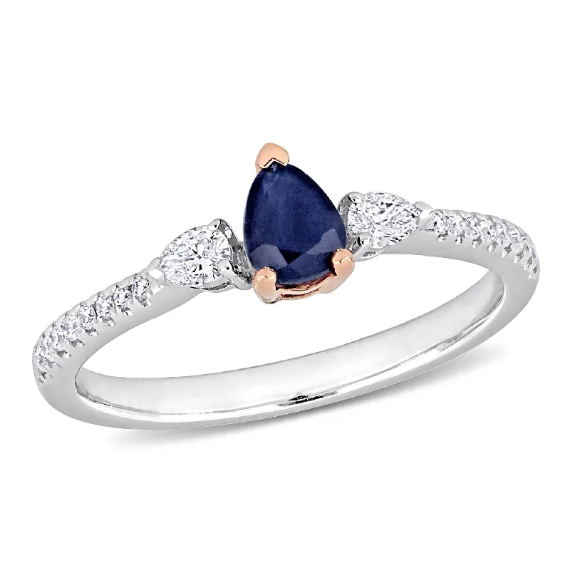 Lapis Lazuli Gemstone Rings in Sterling Silver with a Star - Shaped Setting for a Celestial - Inspired PieceMiadora Pear-cut Sapphire and 1/4ct TDW Diamond 3-stone Teardrop Engagement Ring in 14k 2-Tone Gold