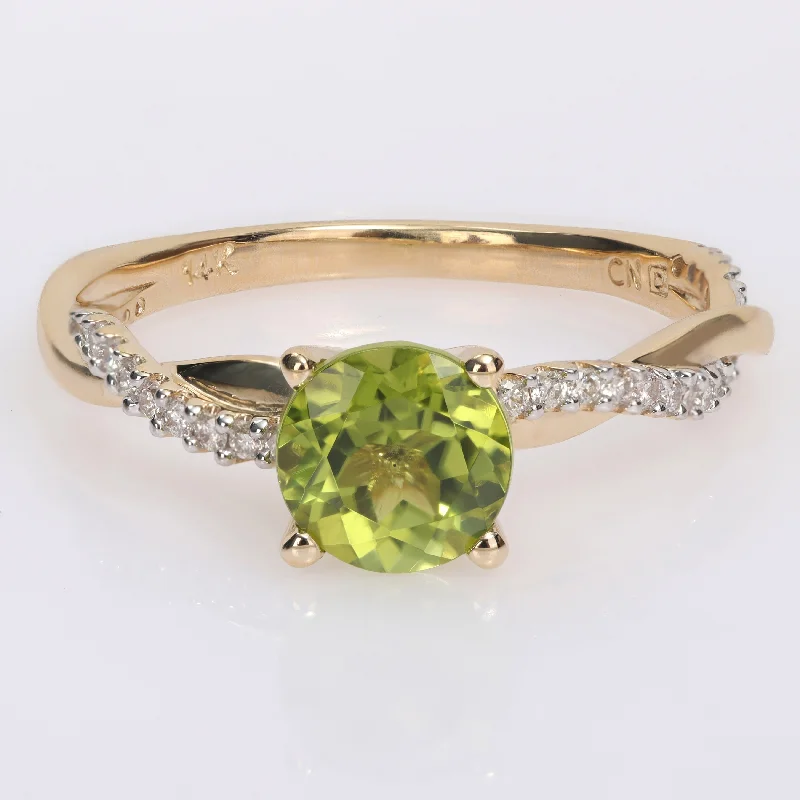 Turquoise Gemstone Rings in 925 Silver with a Southwestern - Inspired Design for a Rustic CharmMiadora Peridot and 1/6ct TDW Diamond Crossover Birthstone Ring in 14k Yellow Gold