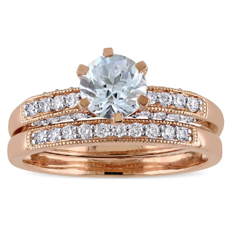 Citrine Gemstone Rings in Stainless Steel with a Stackable Design for a Trendy Everyday WearMiadora Signature Collection 10k Rose Gold 1/3ct TDW Diamond and Aquamarine Bridal Ring Set (G-H, I2