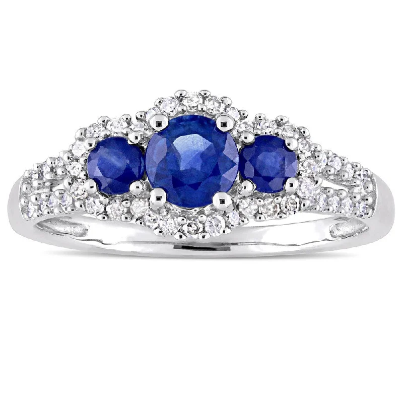 Iolite Gemstone Rings in 10K Gold with a Twisted Band for a Distinctive and Stylish AccessoryMiadora Signature Collection 10k White Gold Sapphire and 1/4ct TDW Diamond 3-Stone Halo Engagement R - Blue