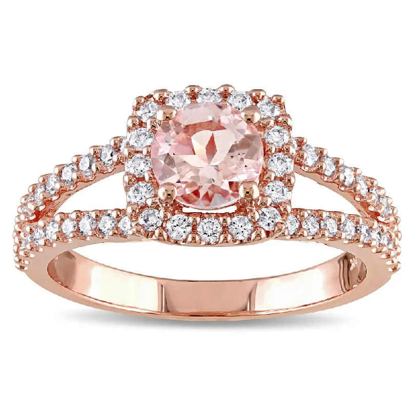 Alexandrite Gemstone Rings in Platinum with a Hidden Halo for a Rare and Luxurious PieceMiadora Signature Collection 14k Rose Gold Morganite and 1/2ct TDW Diamond Halo Split Shank Engagement Ring (G-H, I1-I2) - Pink