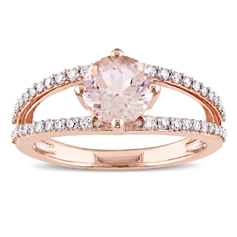 Amethyst Gemstone Rings in Sterling Silver with a Halo of Cubic Zirconia for a Budget - Friendly LuxuryMiadora Signature Collection 14k Rose Gold Morganite and 1/3ct TDW Diamond Split Shank Solitaire Engagement Ring - Pink