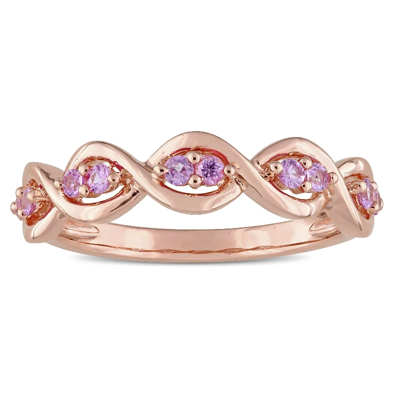 Aquamarine Gemstone Rings in 9K Gold with a Bezel Setting for a Modern and Secure FitMiadora Signature Collection 14k Rose Gold Pink Sapphire Semi-Eternity Infinity Anniversary Band