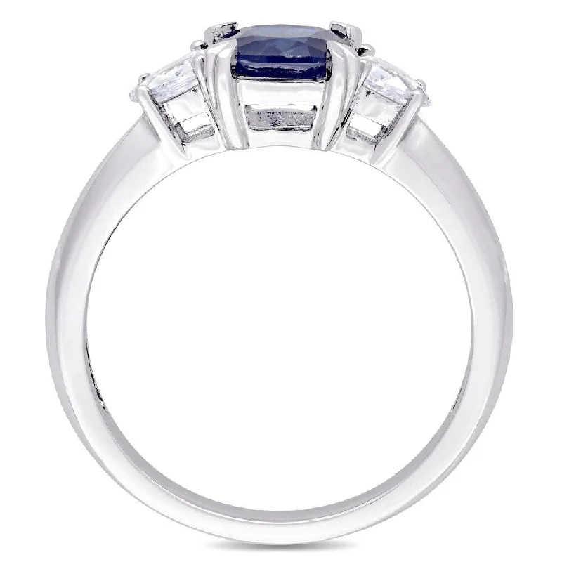 Alexandrite Gemstone Rings in Platinum with a Hidden Halo for a Rare and Luxurious PieceMiadora Signature Collection 14k White Gold Cushion-Cut Blue Sapphire and Pear-Cut White Sapphire 3-Stone Engagement Ring