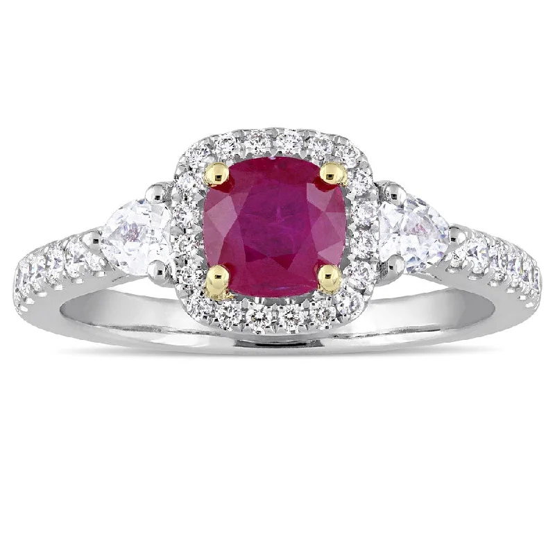 Turquoise Gemstone Rings in 925 Silver with a Southwestern - Inspired Design for a Rustic CharmMiadora Signature Collection 14k White Gold Yellow Gold Prongs Ruby White Sapphire and 1/3ct TDW Dia