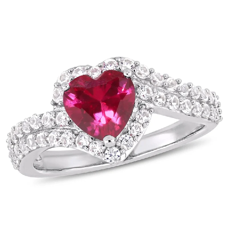 Citrine Gemstone Rings in Stainless Steel with a Stackable Design for a Trendy Everyday WearMiadora Sterling Silver Created Ruby and Created White Sapphire Heart Halo Ring