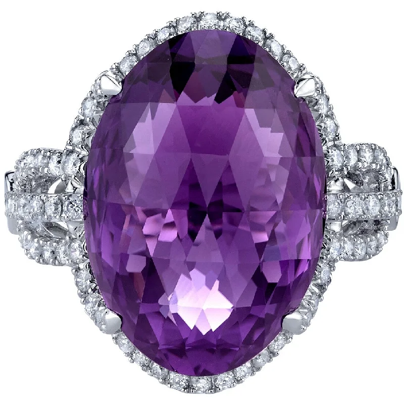 Ruby Gemstone Rings in 14K Yellow Gold with a Solitaire Setting for a Classic and Bold StatementOravo 11.75 ct Amethyst and Diamond Ring in 14k White Gold