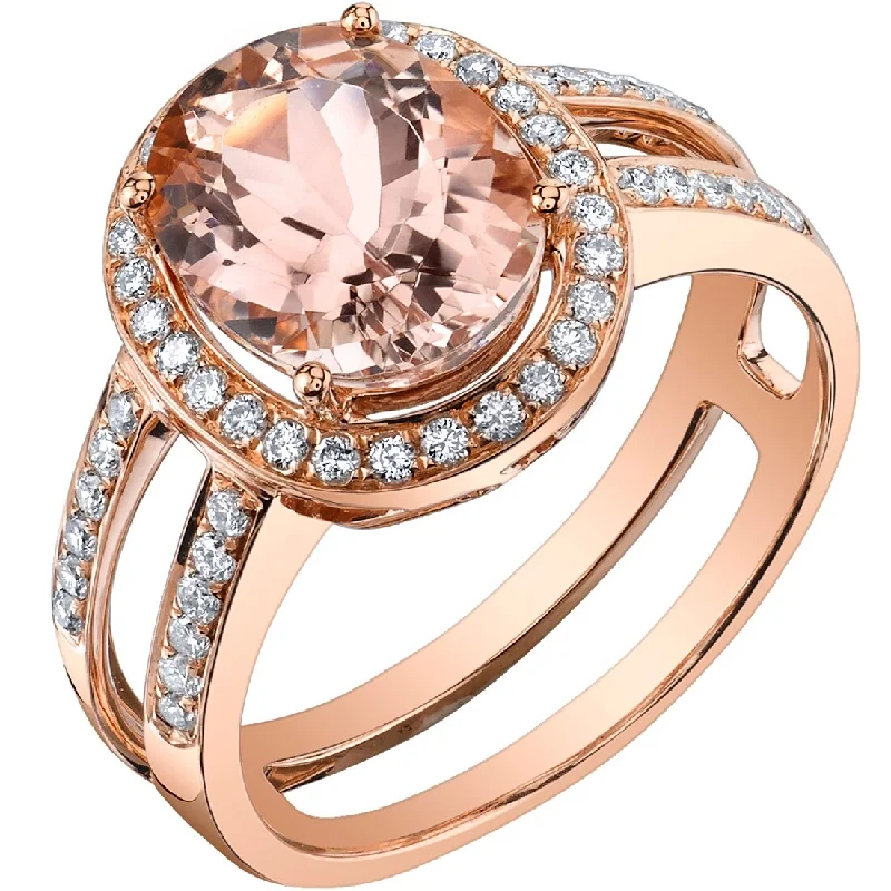 Jasper Gemstone Rings in 18K Gold Vermeil with a Matte Finish for a Subtle and Elegant LookOravo 2.50 ct Morganite Oval and Diamond Ring in 14k Rose Gold