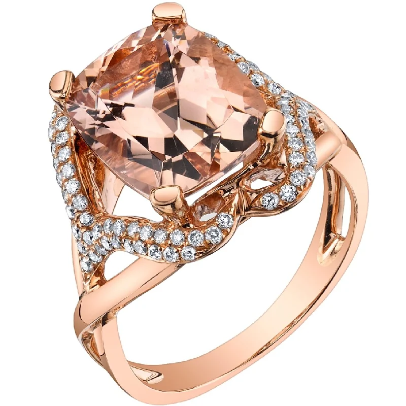 Ruby Gemstone Rings in 14K Yellow Gold with a Solitaire Setting for a Classic and Bold StatementOravo 5.25 ct Morganite Radiant and Diamond Ring in 14k Rose Gold