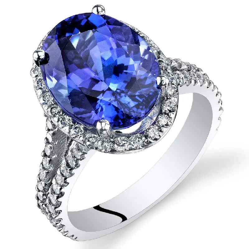 Tourmaline Gemstone Rings in 18K Two - Tone Gold with a Floral - Shaped Setting for a Feminine TouchOravo 5.64 ct Tanzanite Oval and Diamond Ring in 14k White Gold