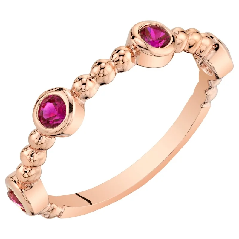 Topaz Gemstone Rings in 10K Gold with a Channel - Set Design for a Contemporary and Durable OptionRose Tone Created Ruby Stackable Ring in Sterling Silver