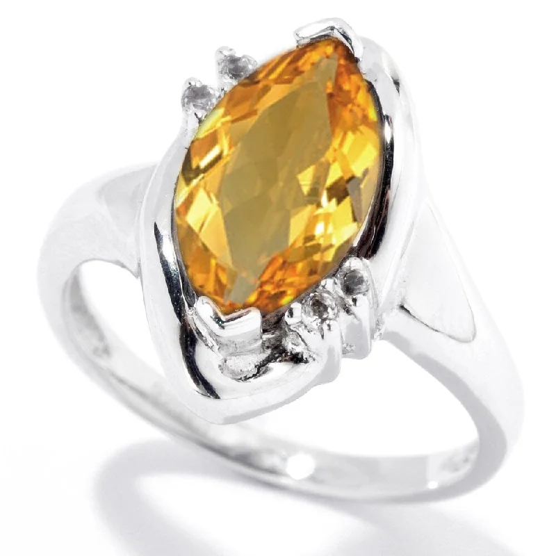 Aquamarine Gemstone Rings in 9K Gold with a Bezel Setting for a Modern and Secure FitSterling Silver 2.64ct Citrine and White Topaz Marquise Ring - Yellow