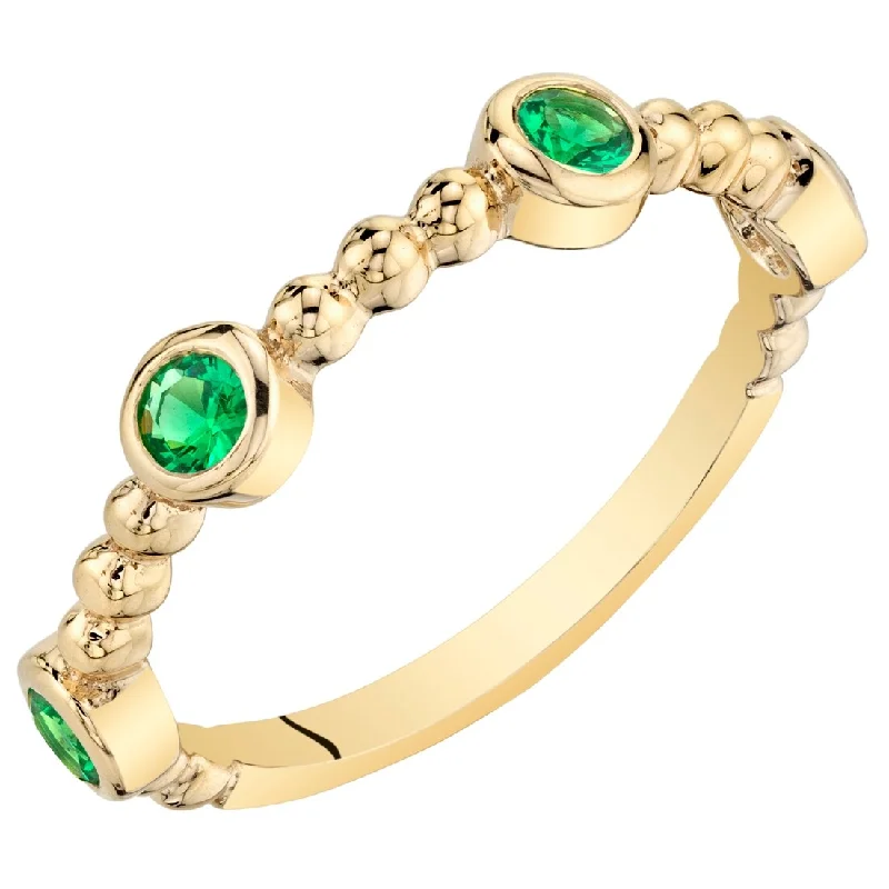 Jasper Gemstone Rings in 18K Gold Vermeil with a Matte Finish for a Subtle and Elegant LookYellow Tone Simulated Emerald Stackable Ring in Sterling Silver