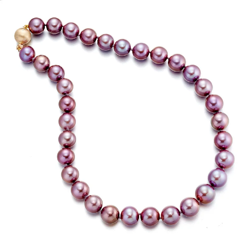 Magnetic - Closure Pendant Necklace with a Hidden Compartment for Secret Keepers12-14mm Deep Lavender Pearl Necklace