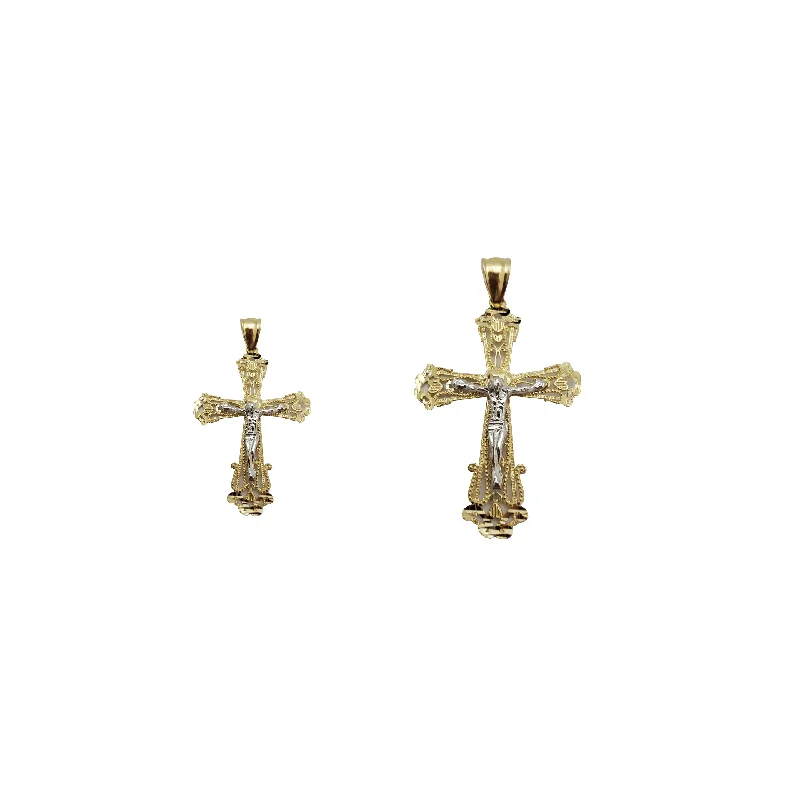 Customized Birthstone Pendant with Engraved Name for a Personalized TouchTwo Tone Crucifix Pendant (14K) Customized Birthstone Pendant with Engraved Name for a Personalized TouchTwo Tone Crucifix Pendant (14K)