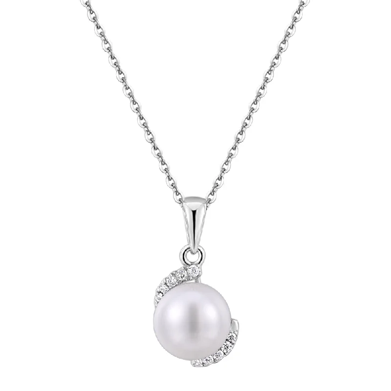 Custom - Engraved Initial Pendant Necklace in Sterling Silver for Mother's Day GiftCultured freshwater pearl necklace in sterling silver