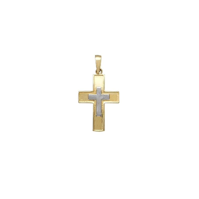 Rhinestone - Encrusted Crown Pendant for Little Girls' Dress - UpTwo-Tone Cross Pendant (14K)