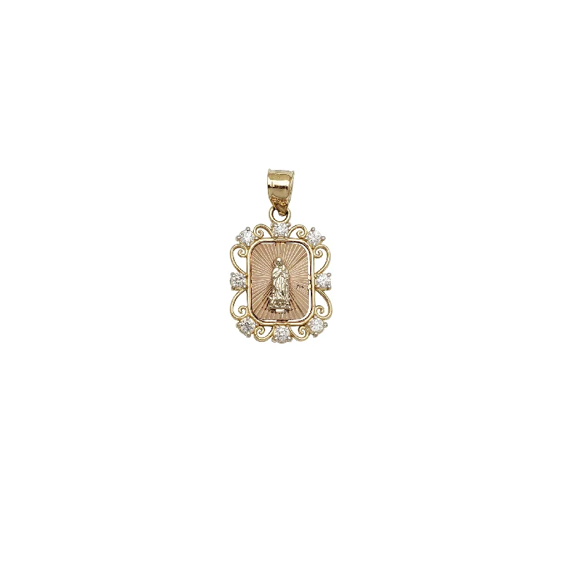 Customized Birthstone Pendant with Engraved Name for a Personalized TouchTwo-Tone Tiny Virgin Mary CZ Pendant (14K) Customized Birthstone Pendant with Engraved Name for a Personalized TouchTwo-Tone Tiny Virgin Mary CZ Pendant (14K)